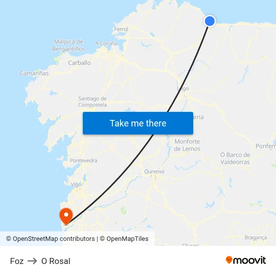 Foz to O Rosal map