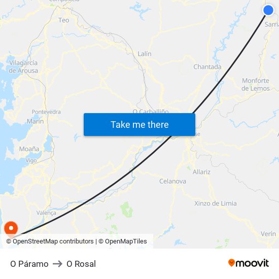 O Páramo to O Rosal map