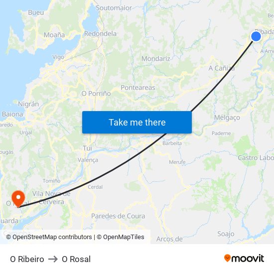 O Ribeiro to O Rosal map