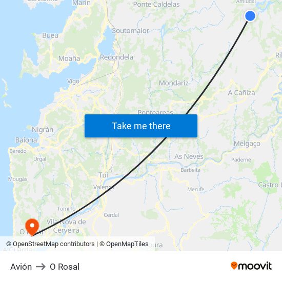 Avión to O Rosal map