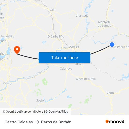 Castro Caldelas to Pazos de Borbén map