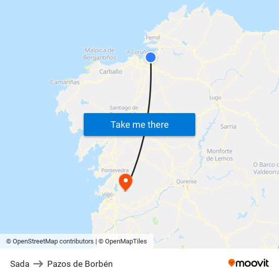 Sada to Pazos de Borbén map