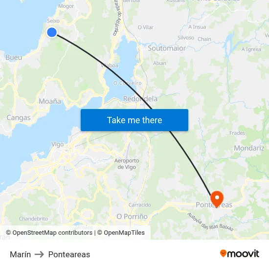 Marín to Ponteareas map