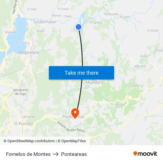 Fornelos de Montes to Ponteareas map
