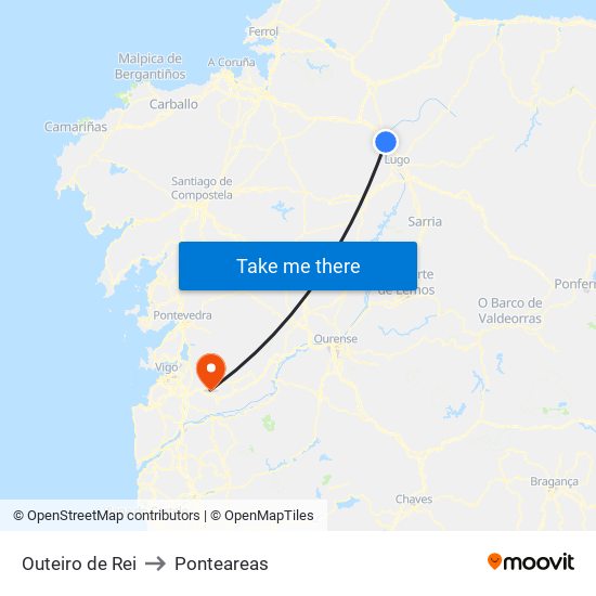 Outeiro de Rei to Ponteareas map