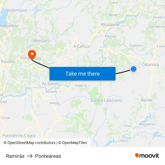 Ramirás to Ponteareas map