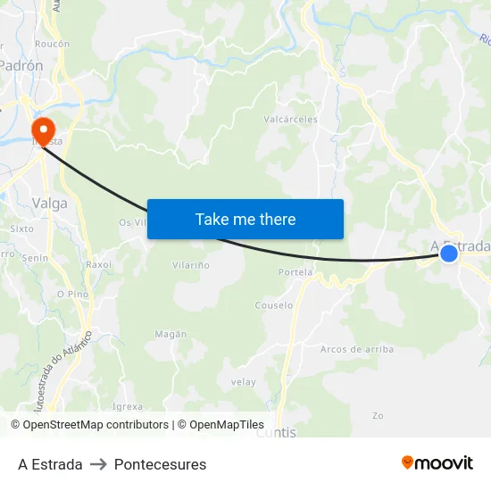 A Estrada to Pontecesures map