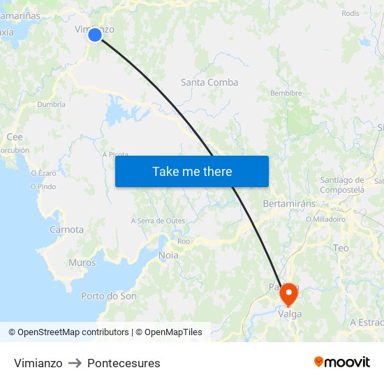 Vimianzo to Pontecesures map