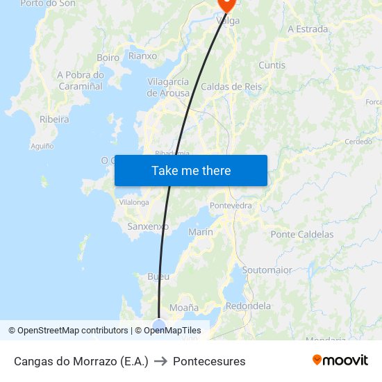 Cangas do Morrazo (E.A.) to Pontecesures map