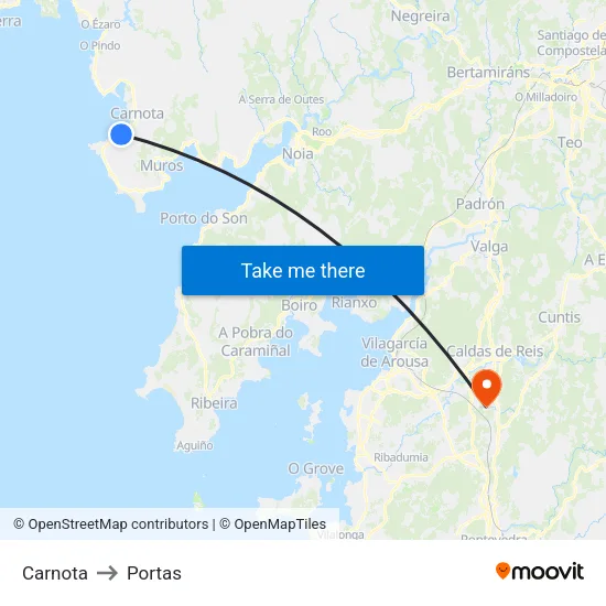 Carnota to Portas map