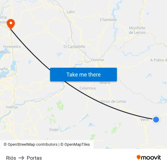 Riós to Portas map