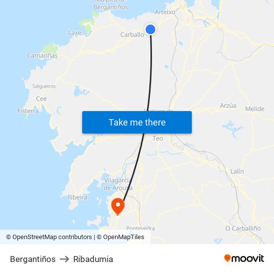 Bergantiños to Ribadumia map