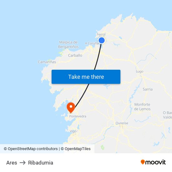 Ares to Ribadumia map