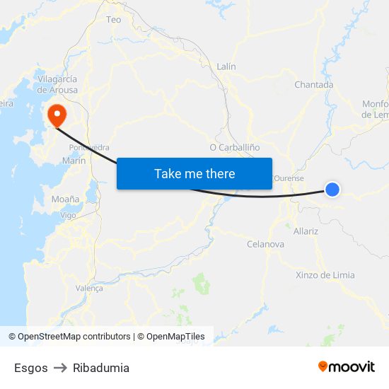 Esgos to Ribadumia map
