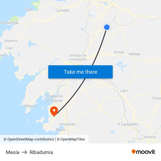 Mesía to Ribadumia map