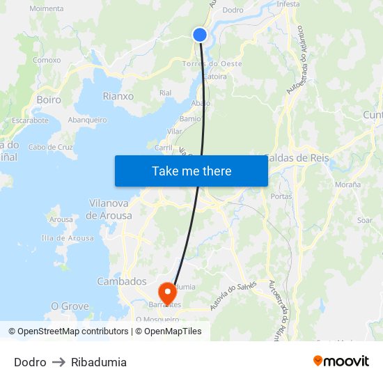 Dodro to Ribadumia map