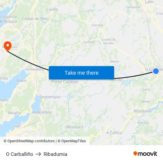 O Carballiño to Ribadumia map