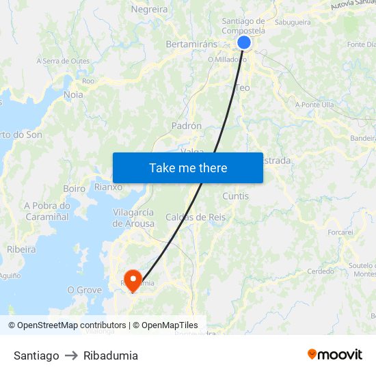 Santiago to Ribadumia map