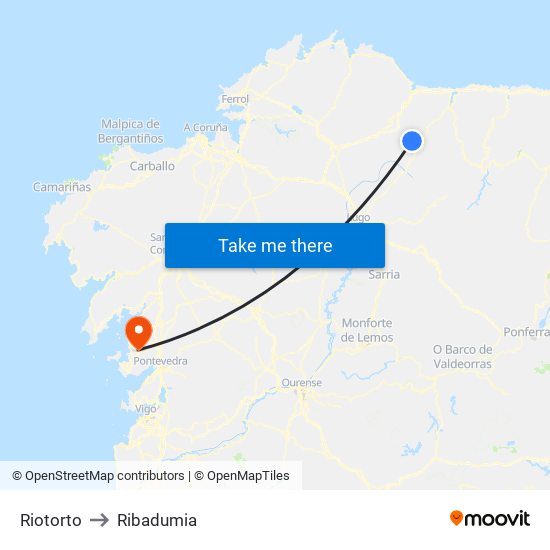 Riotorto to Ribadumia map