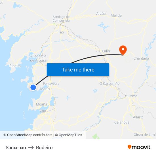 Sanxenxo to Rodeiro map