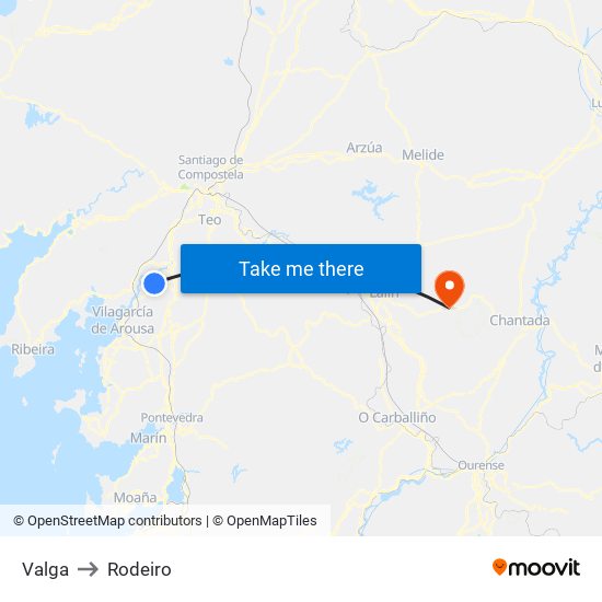 Valga to Rodeiro map