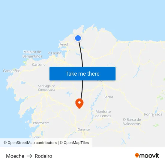 Moeche to Rodeiro map