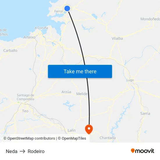 Neda to Rodeiro map