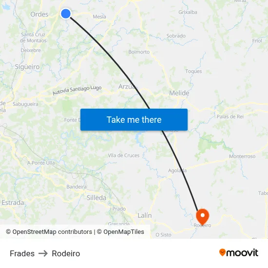 Frades to Rodeiro map