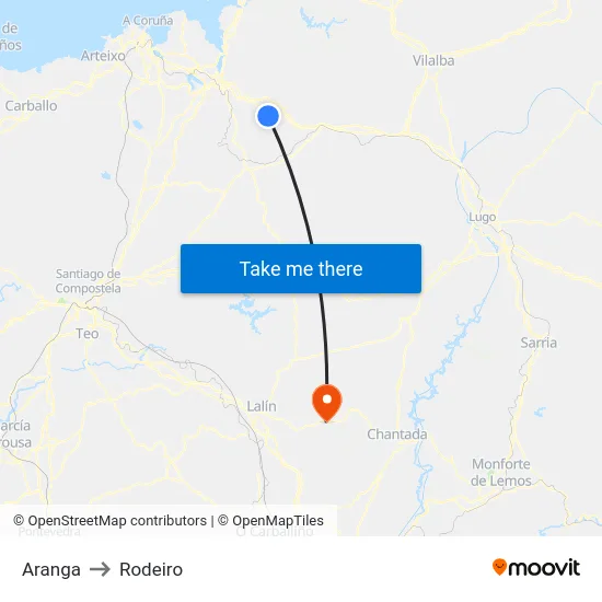 Aranga to Rodeiro map