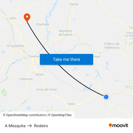 A Mezquita to Rodeiro map
