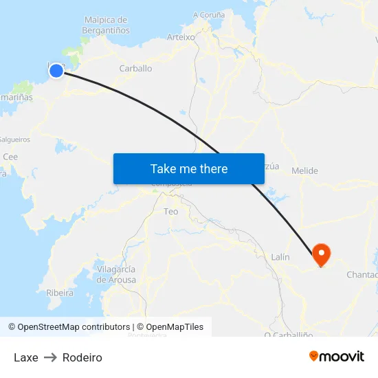 Laxe to Rodeiro map
