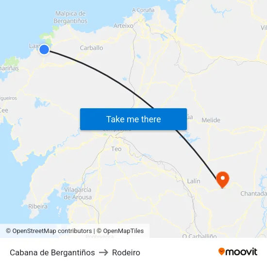 Cabana de Bergantiños to Rodeiro map