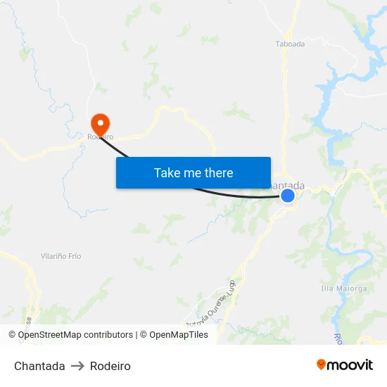 Chantada to Rodeiro map