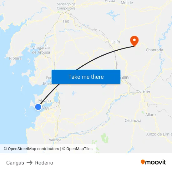 Cangas to Rodeiro map