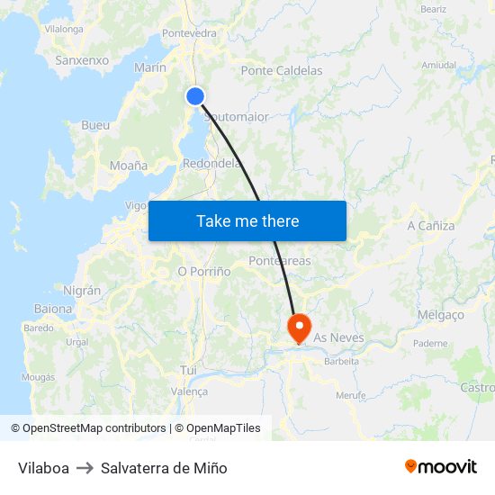 Vilaboa to Salvaterra de Miño map