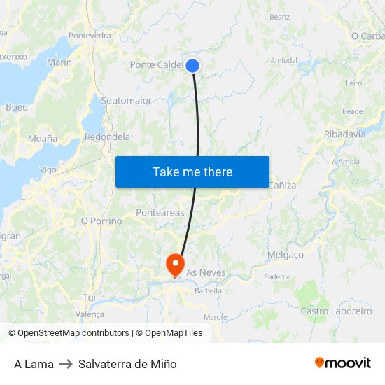 A Lama to Salvaterra de Miño map