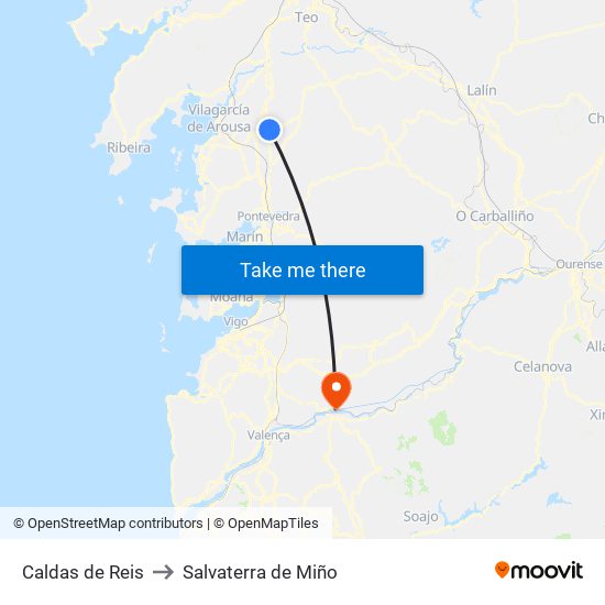 Caldas de Reis to Salvaterra de Miño map