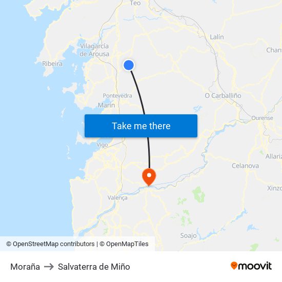 Moraña to Salvaterra de Miño map