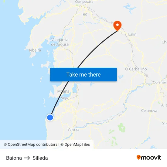 Baiona to Silleda map