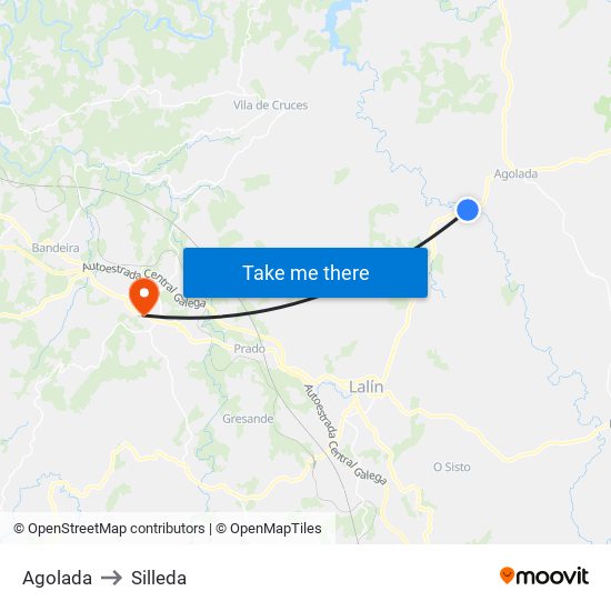 Agolada to Silleda map
