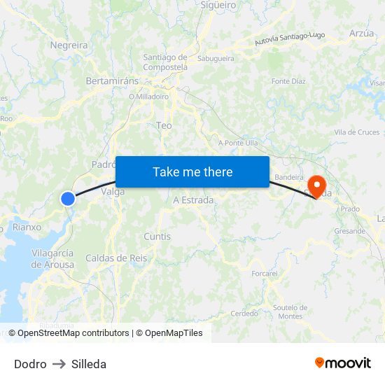 Dodro to Silleda map