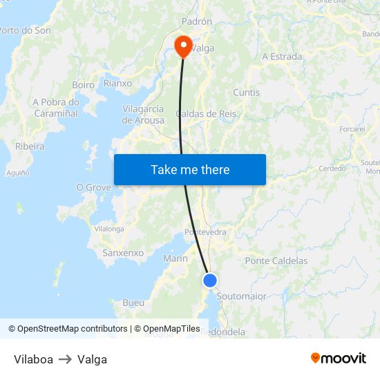 Vilaboa to Valga map