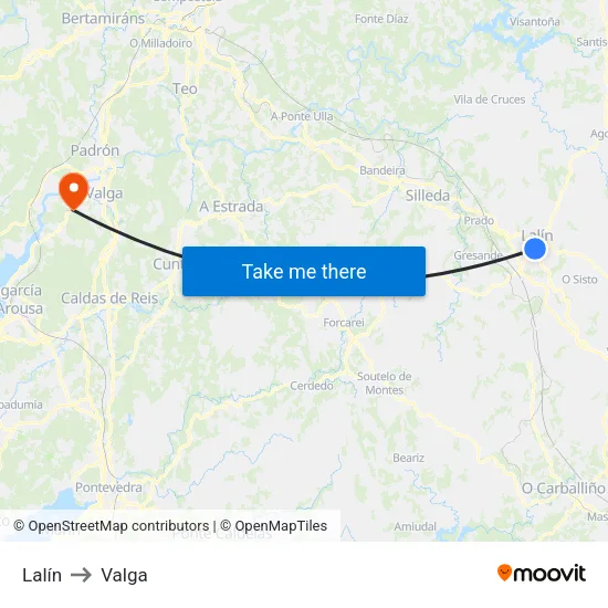 Lalín to Valga map