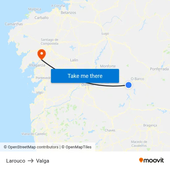 Larouco to Valga map