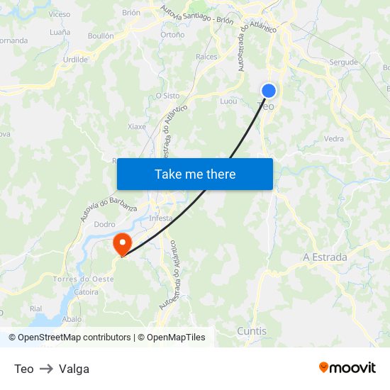 Teo to Valga map