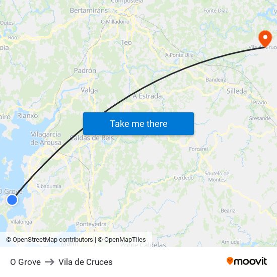 O Grove to Vila de Cruces map