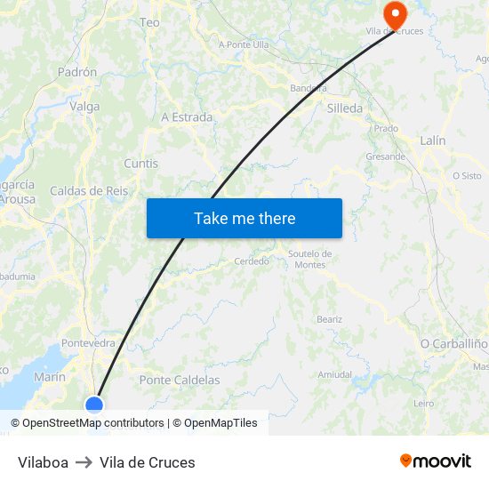 Vilaboa to Vila de Cruces map
