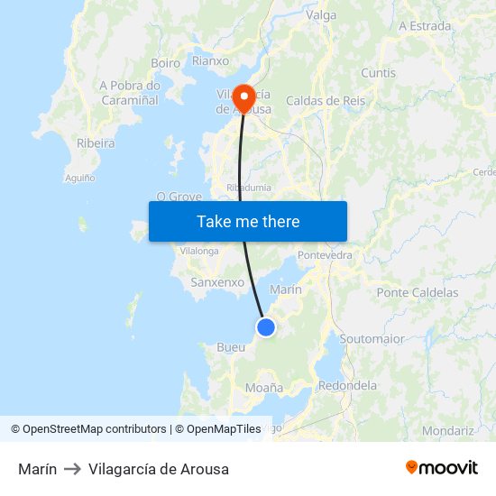 Marín to Vilagarcía de Arousa map