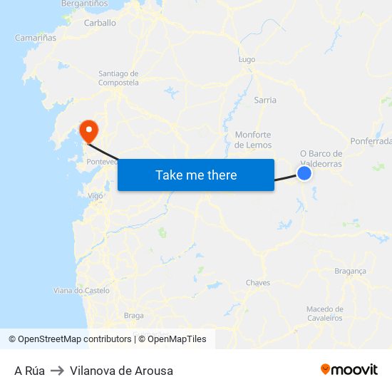 A Rúa to Vilanova de Arousa map