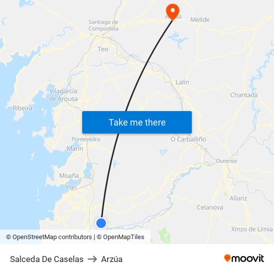 Salceda De Caselas to Arzúa map